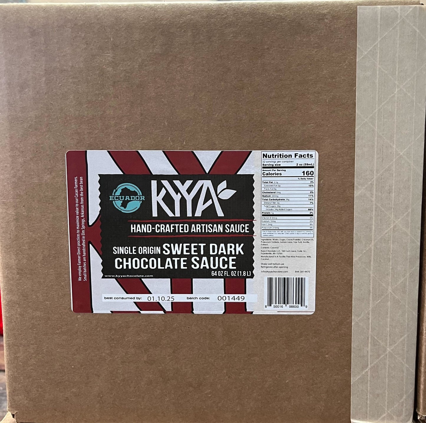 Single Origin Ecuador Chocolate Sauce- 64oz Bottle